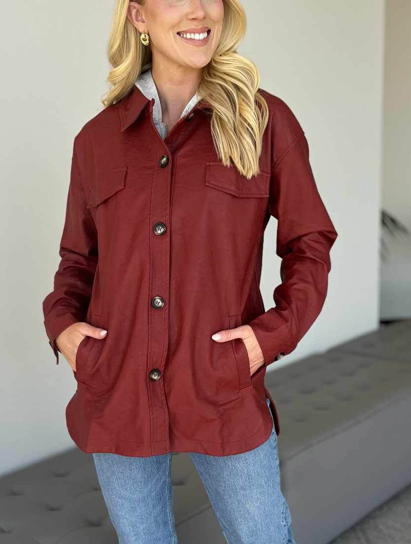 Carole Christian Faux Leather Jacket