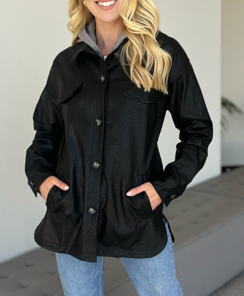 Carole Christian Faux Leather Jacket