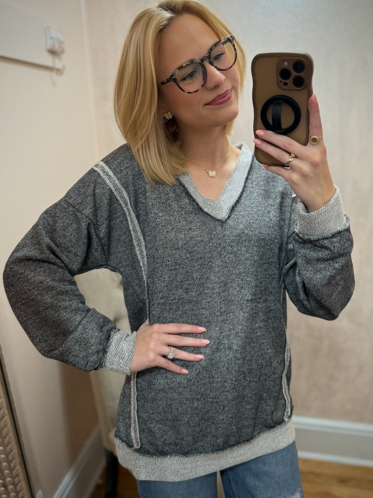 The Off-Duty Boujie V-Neck Pullover