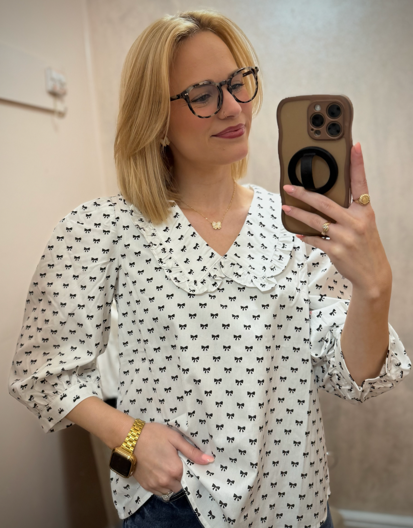 Judy Doll Collar Bow Top