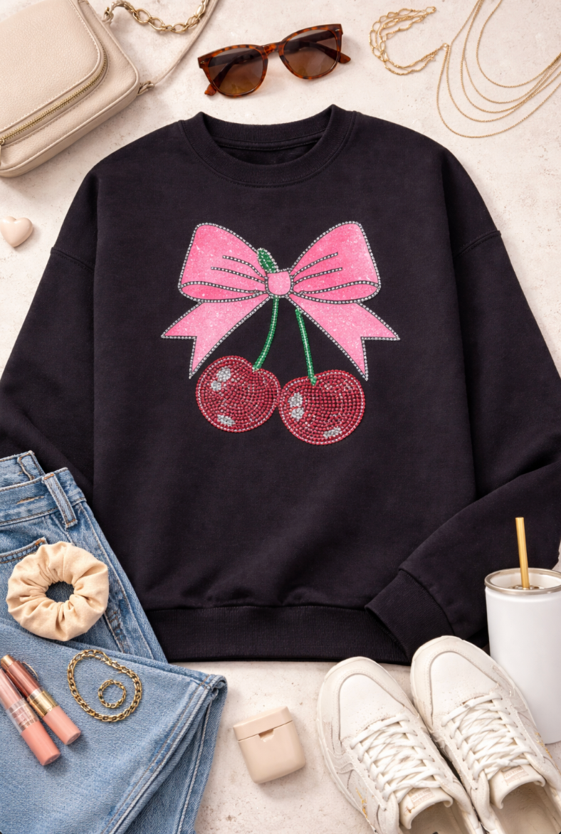Cherries with a bow on top