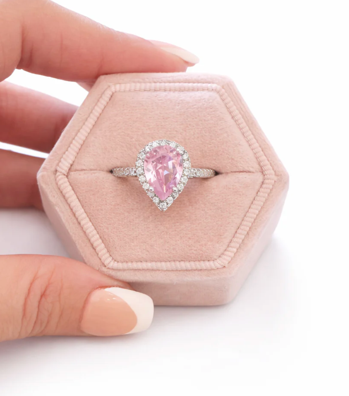 Blushing Princess Teardrop Ring