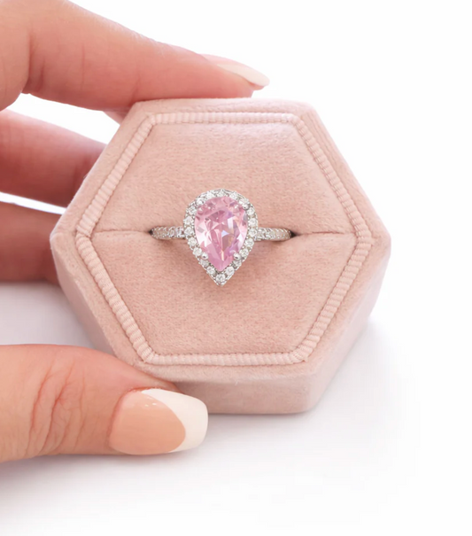 Blushing Princess Teardrop Ring
