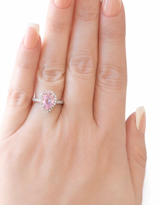 Blushing Princess Teardrop Ring