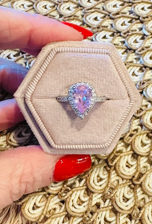 Blushing Princess Teardrop Ring