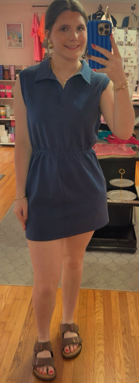 Women's Sleeveless Scuba Polo Dress with Pockets