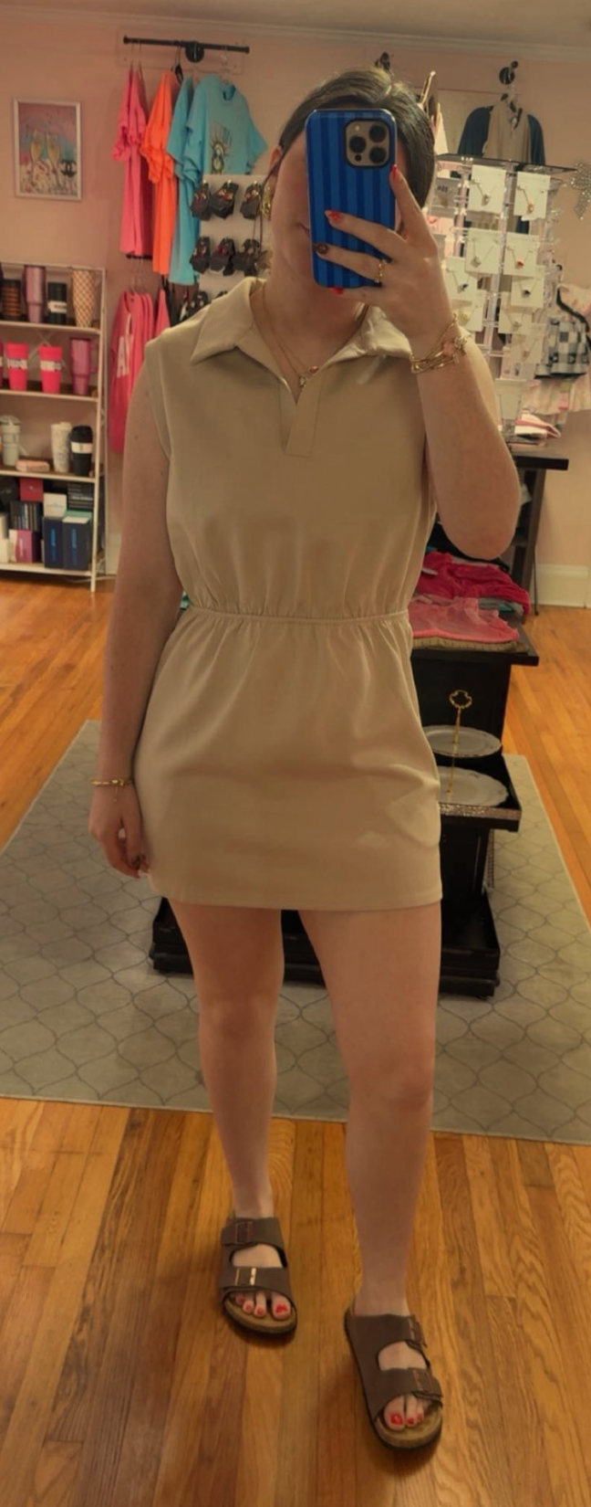 Women's Sleeveless Scuba Polo Dress with Pockets