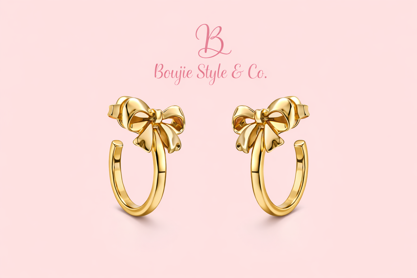 Small Hoop Earrings with Coquette Bow Accent