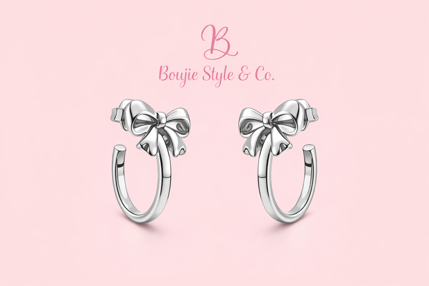 Small Hoop Earrings with Coquette Bow Accent