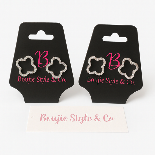 Sparkling Clover Stud Earrings