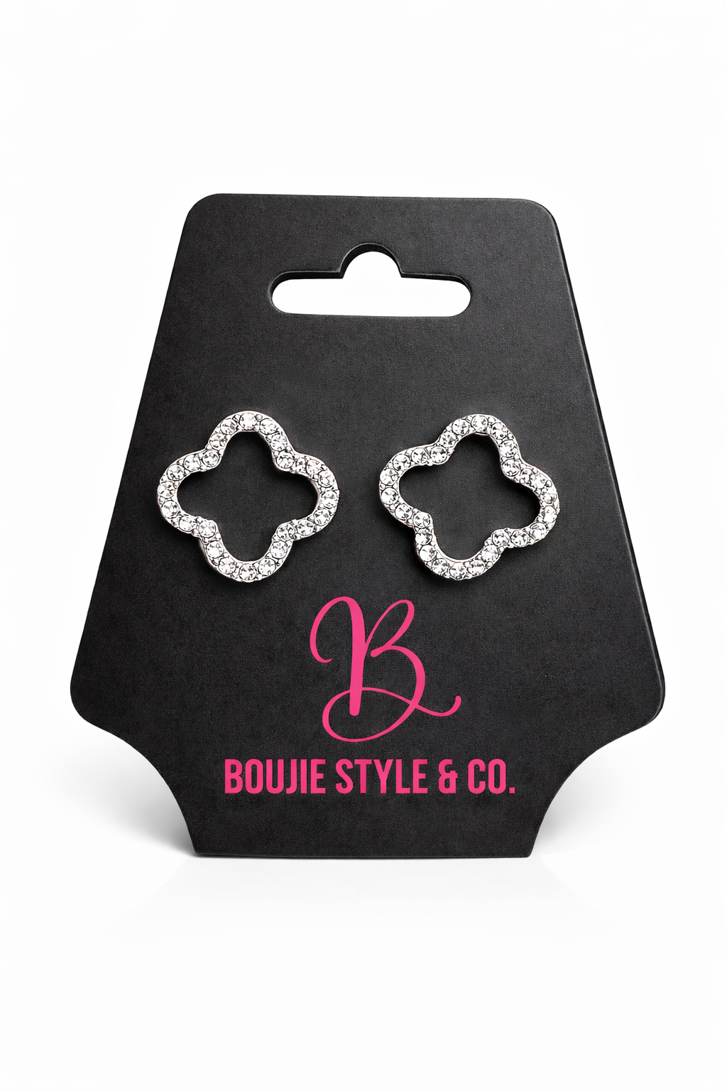 Sparkling Clover Stud Earrings