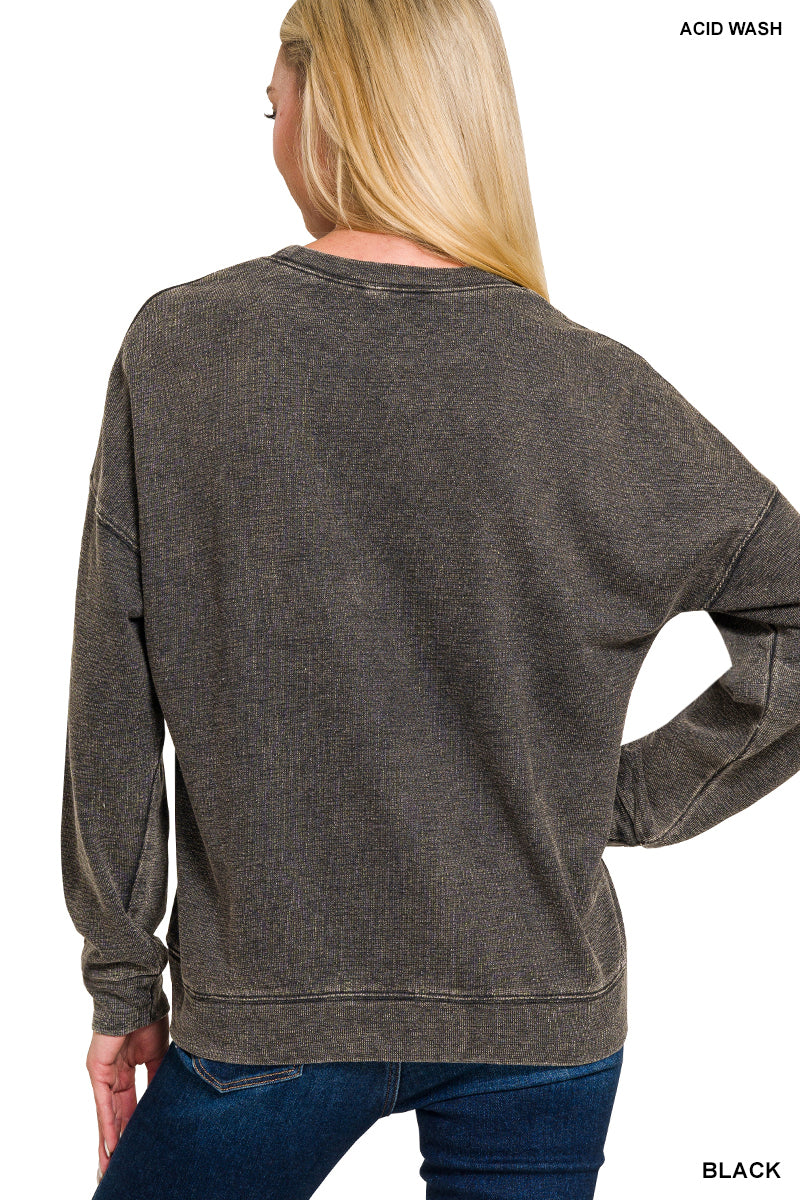 Terry Washed Pullover Sweatshirt
