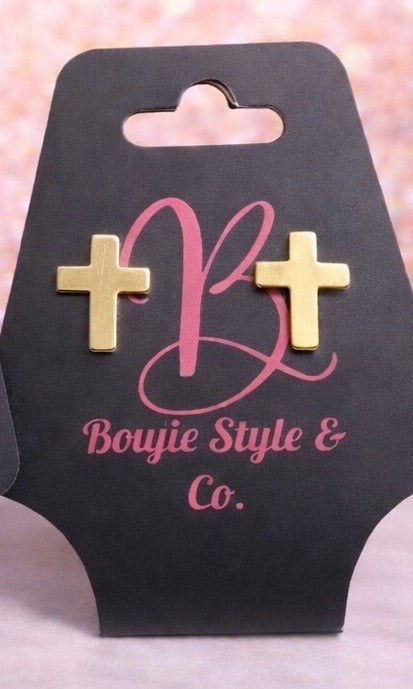 Timeless Faith Cross Stud Earrings