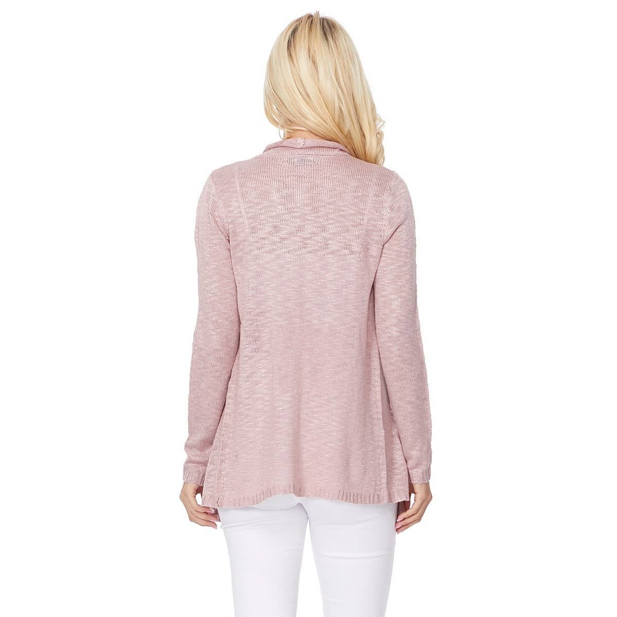 Mak - Long Sleeve Soft Sheer Slub Open Front  Cardigan MK8080