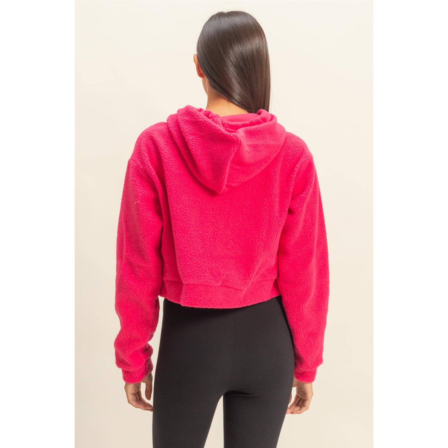 HYFVE - Sherpa Cropped Zip Up Hoodie
