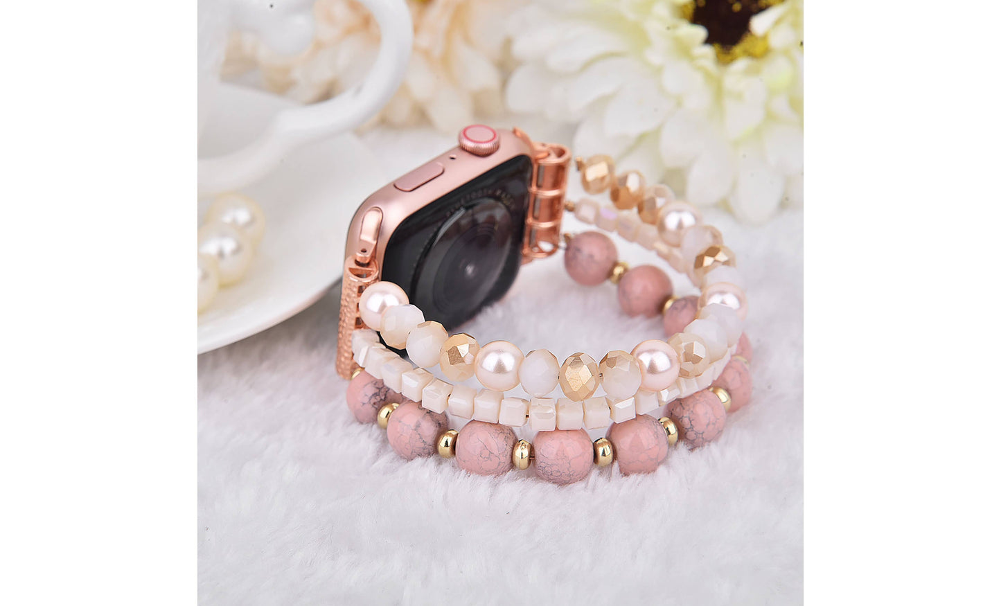ShopTrendsNow - Beaded Apple Watch Elastic Bracelet Band