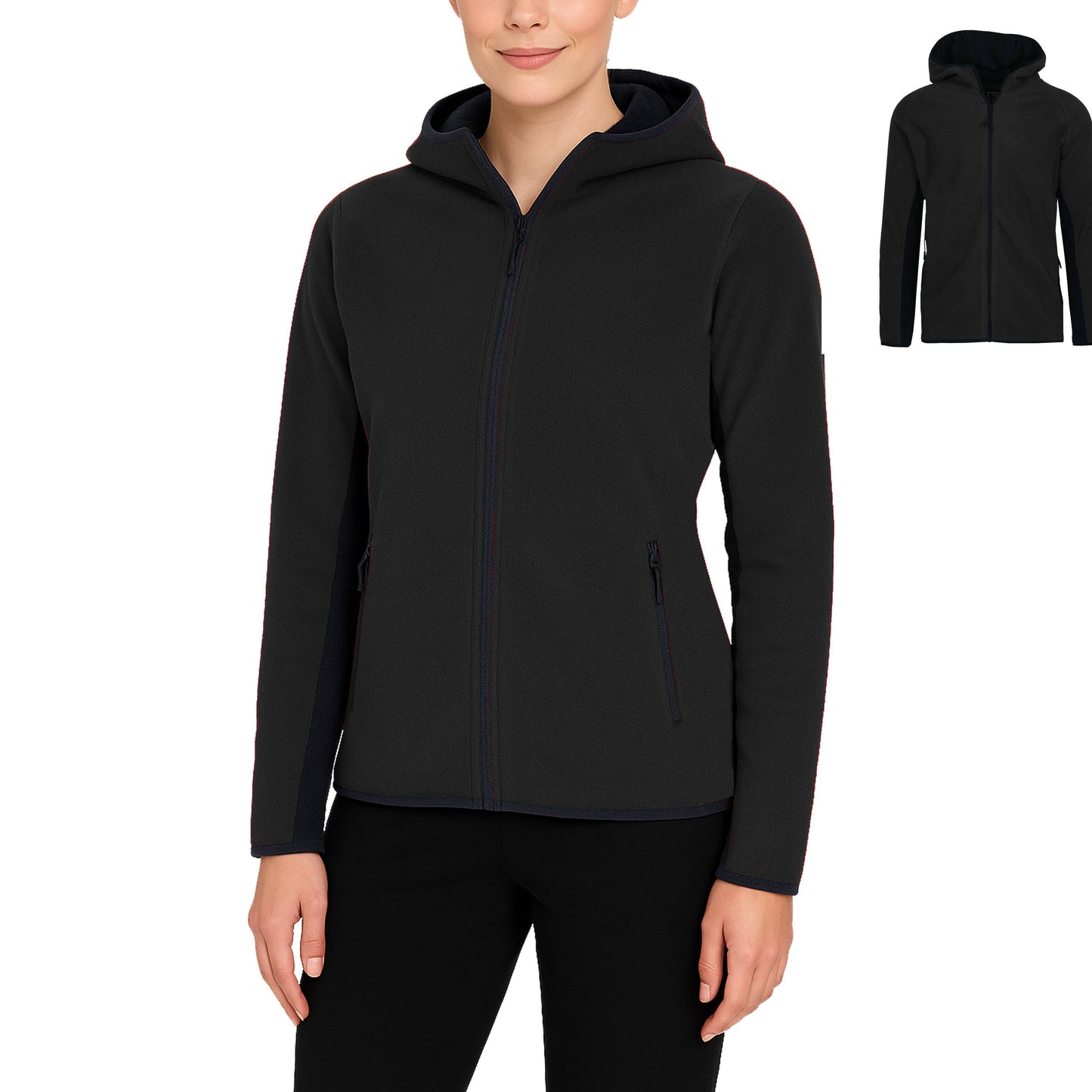 Galaxy By Harvic - Women's Loose-Fit Polar Fleece Tech Zip Hoodie