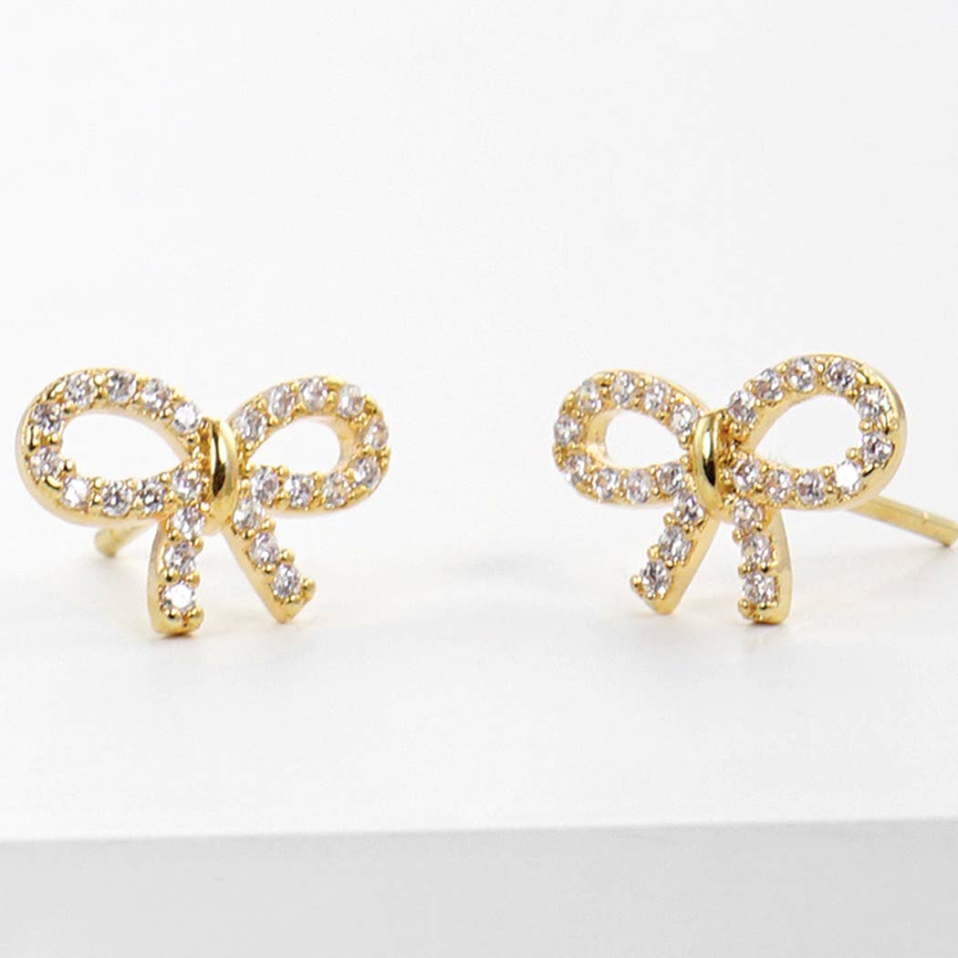 Fashion City - CZ Gold-Dipped Ribbon Earring