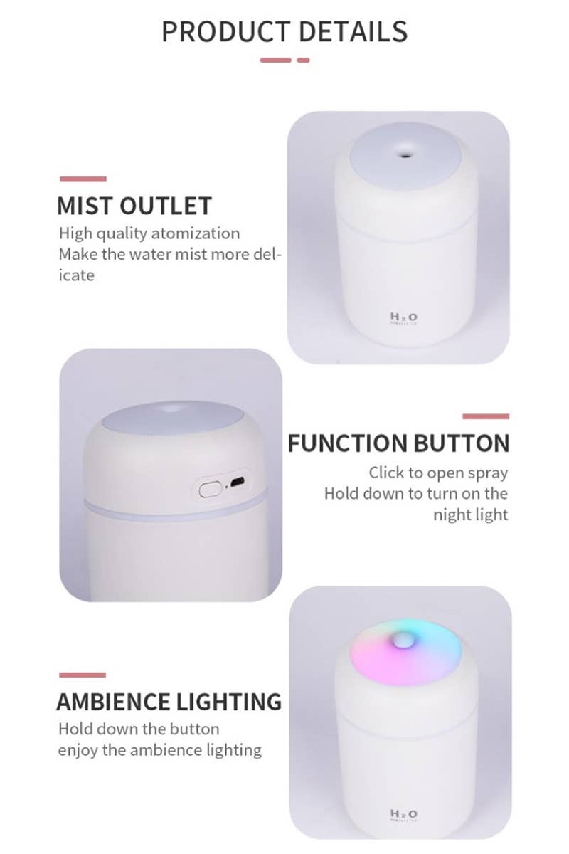 42POPS - `.Colorful Portable Mini Humidifier Essential Oil Diffuser