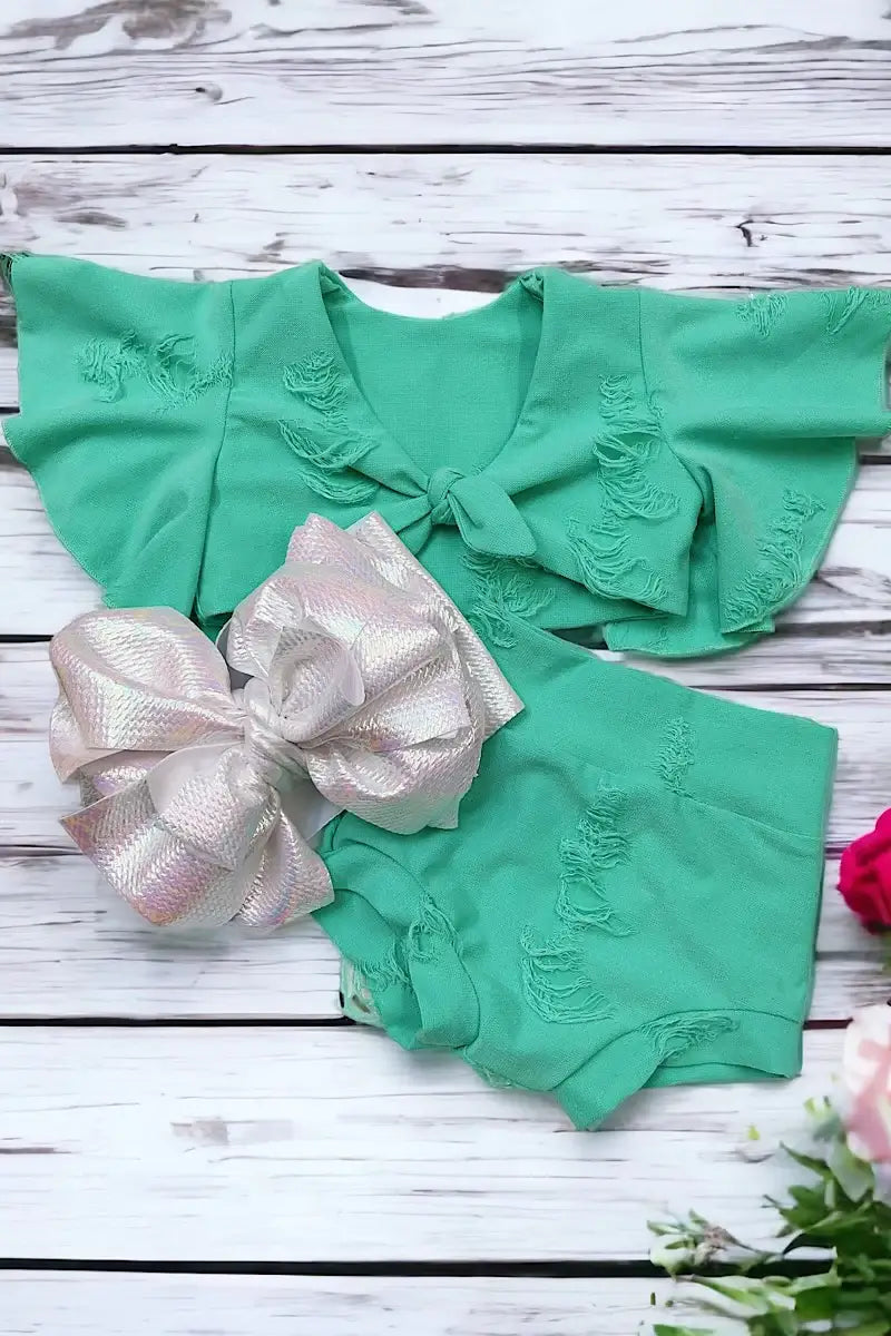 MINT WITH OPEN BACK CROP TOP SET. T-DLH2309K-LOI