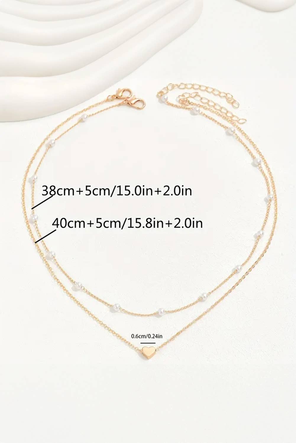 Heart &  Pearl Detail 2pc Layered Necklace