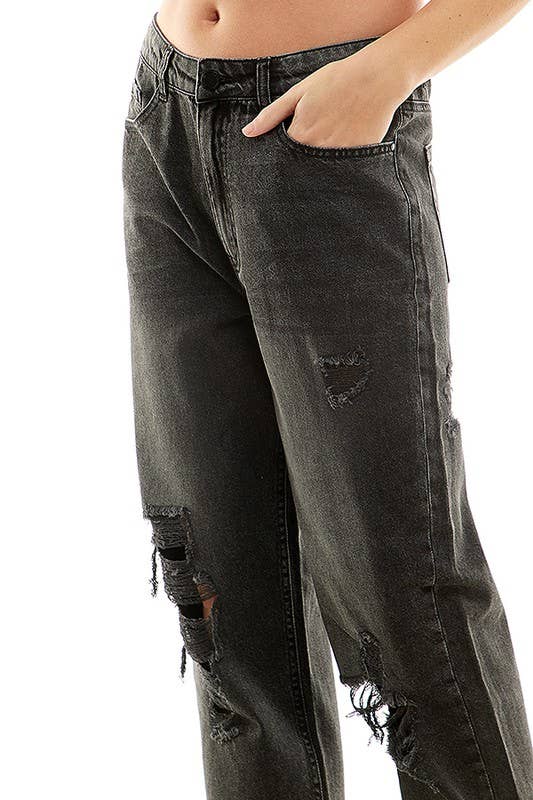 BLUE AGE - COTTON STRAIGHT CUT WITH KNEE DESTRUCTION JEAN