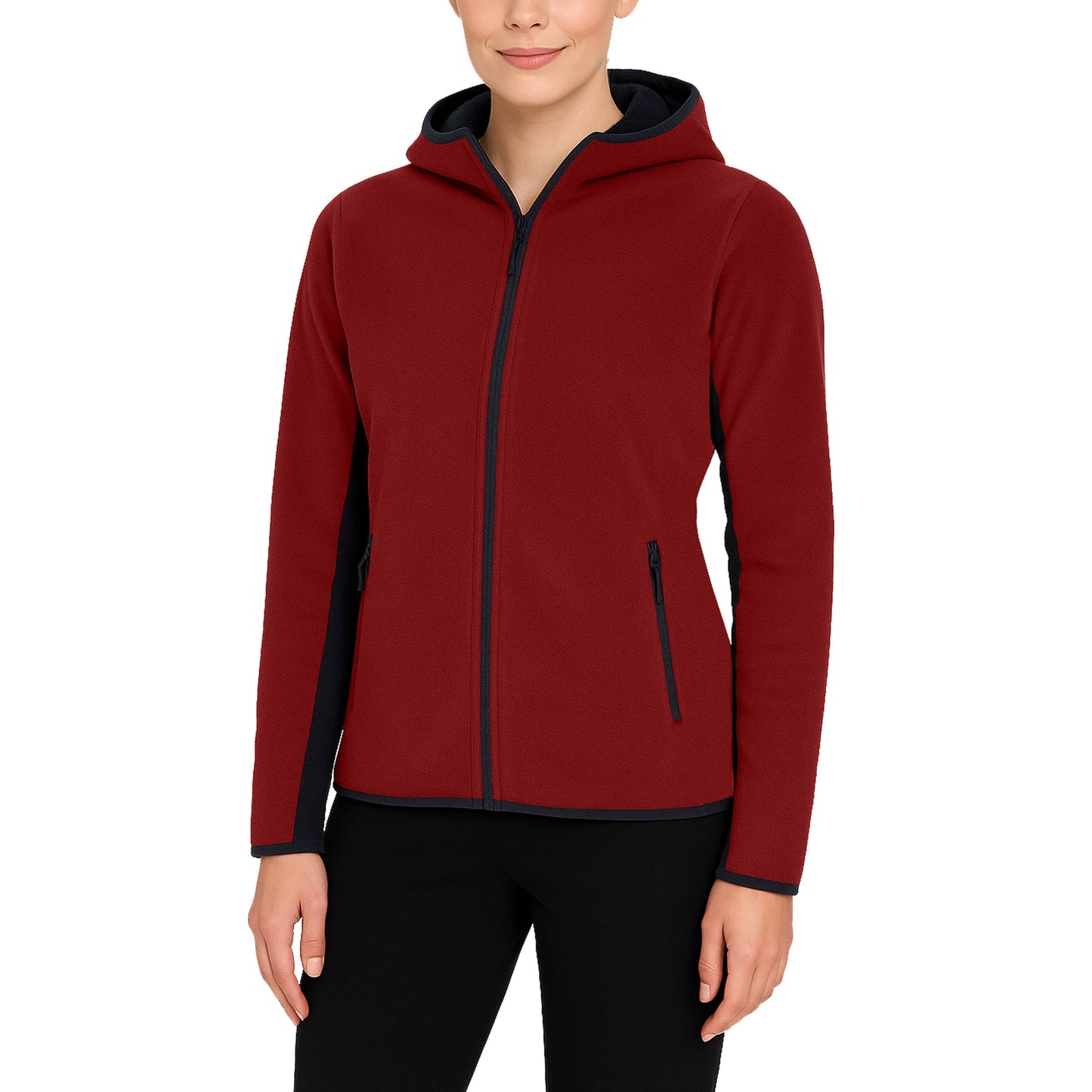 Galaxy By Harvic - Women's Loose-Fit Polar Fleece Tech Zip Hoodie