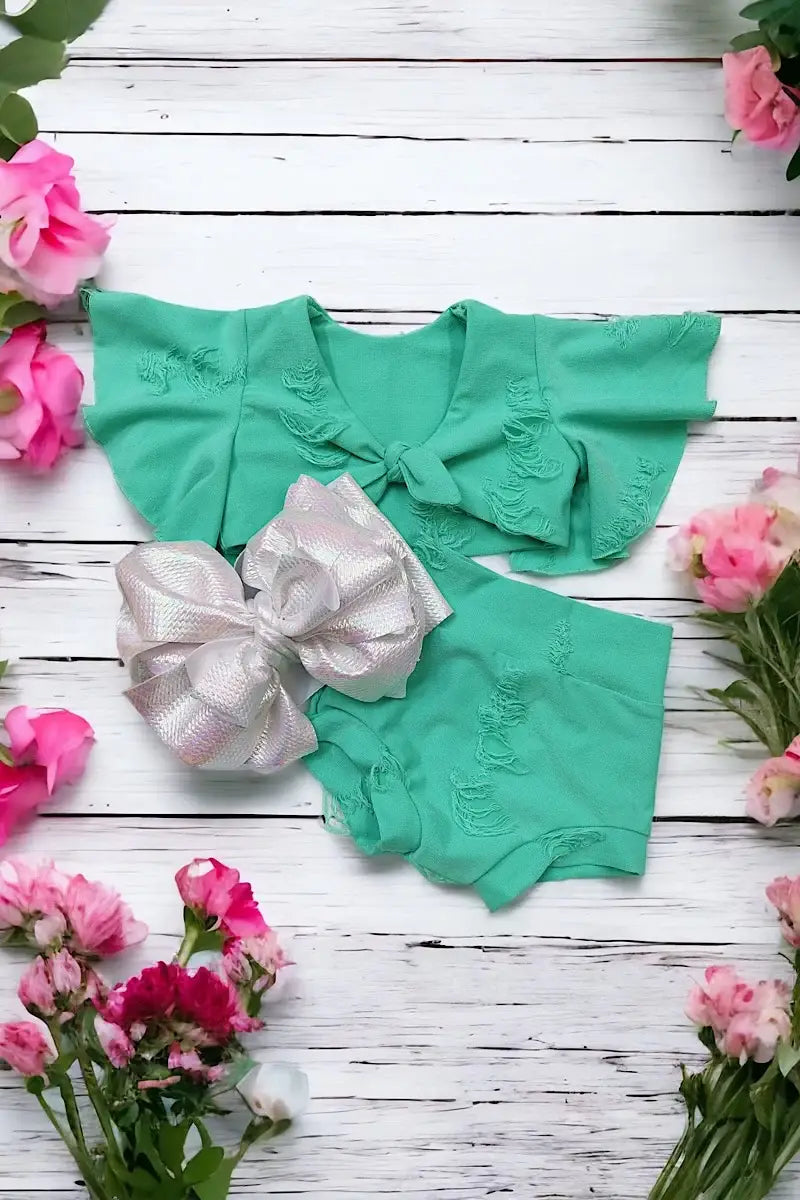 MINT WITH OPEN BACK CROP TOP SET. T-DLH2309K-LOI
