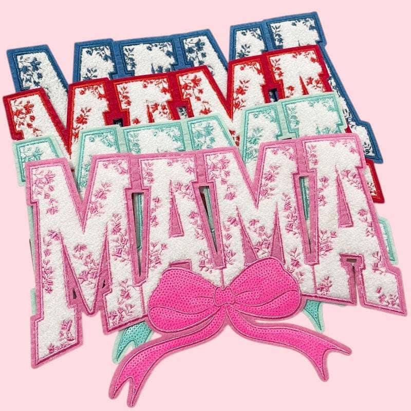 Rosie Posie Patches - MAMA Floral and Coquette Bow Iron On Patch