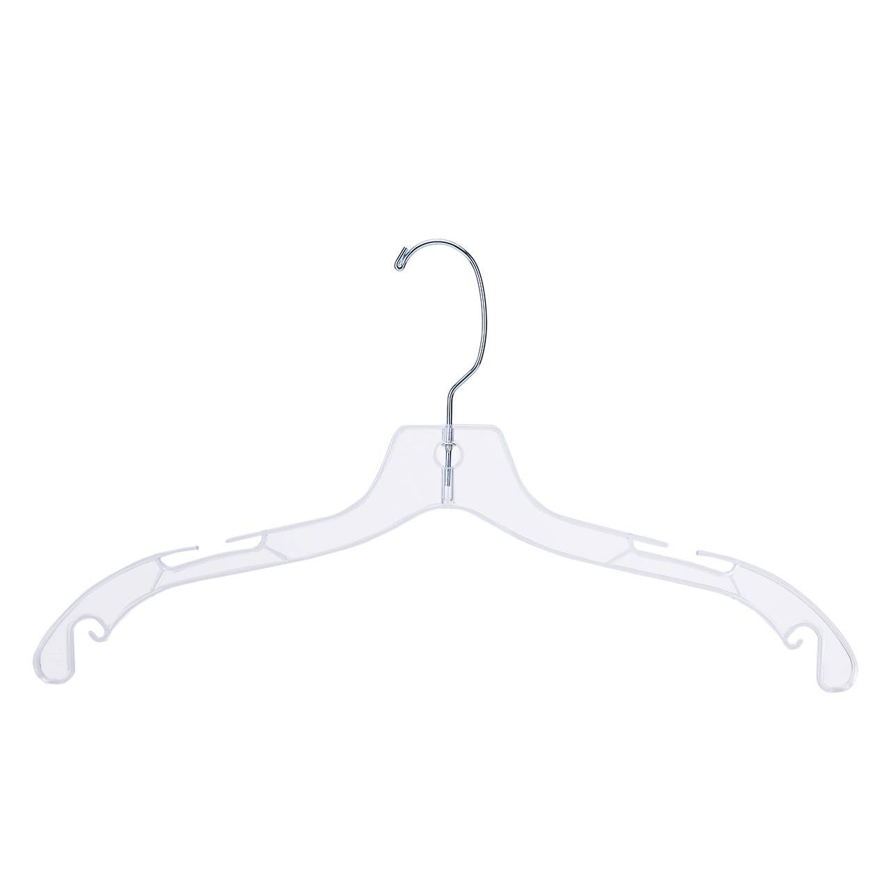 Store Supply Warehouse - 17" Economy Clear Plastic Dress Hangers - Case of 100