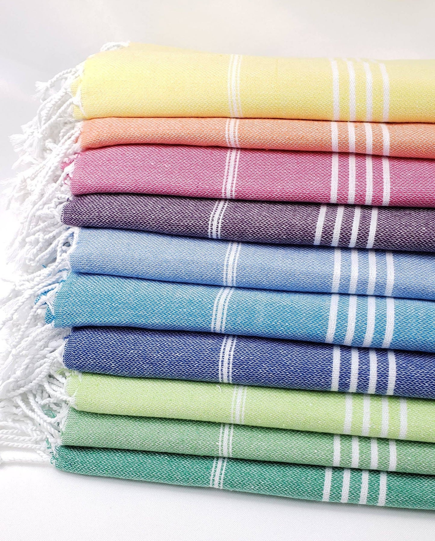 EBRU Home - 10 Beach Towel set, Assorted sand free Towel, Cabana Stripe