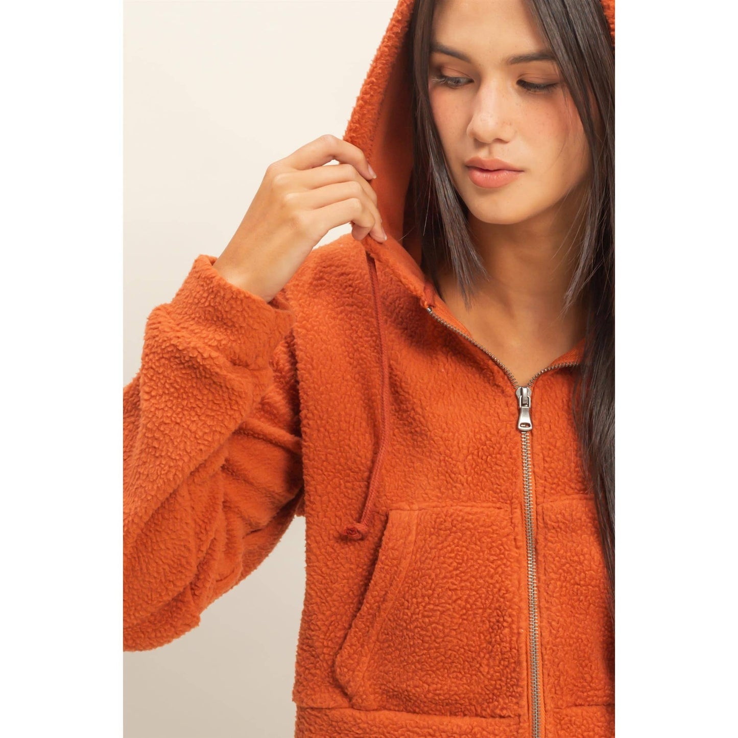 HYFVE - Sherpa Cropped Zip Up Hoodie