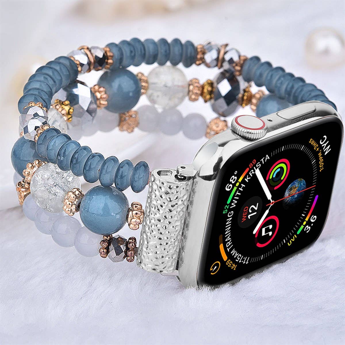 ShopTrendsNow - Beaded Apple Watch Elastic Bracelet Band