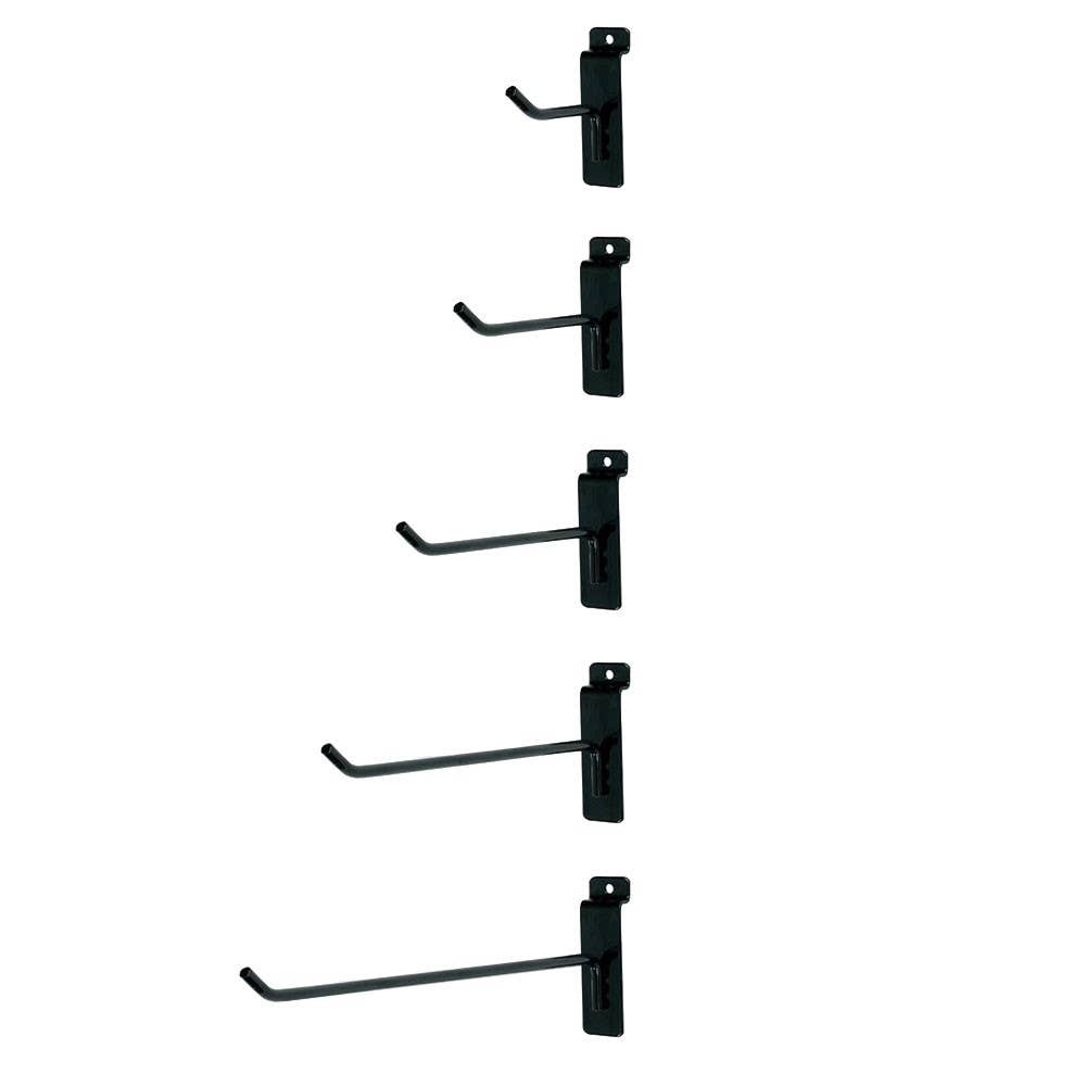 Store Supply Warehouse - 25 Black Slatwall Hook Bundle - 2",4",6",8",10"