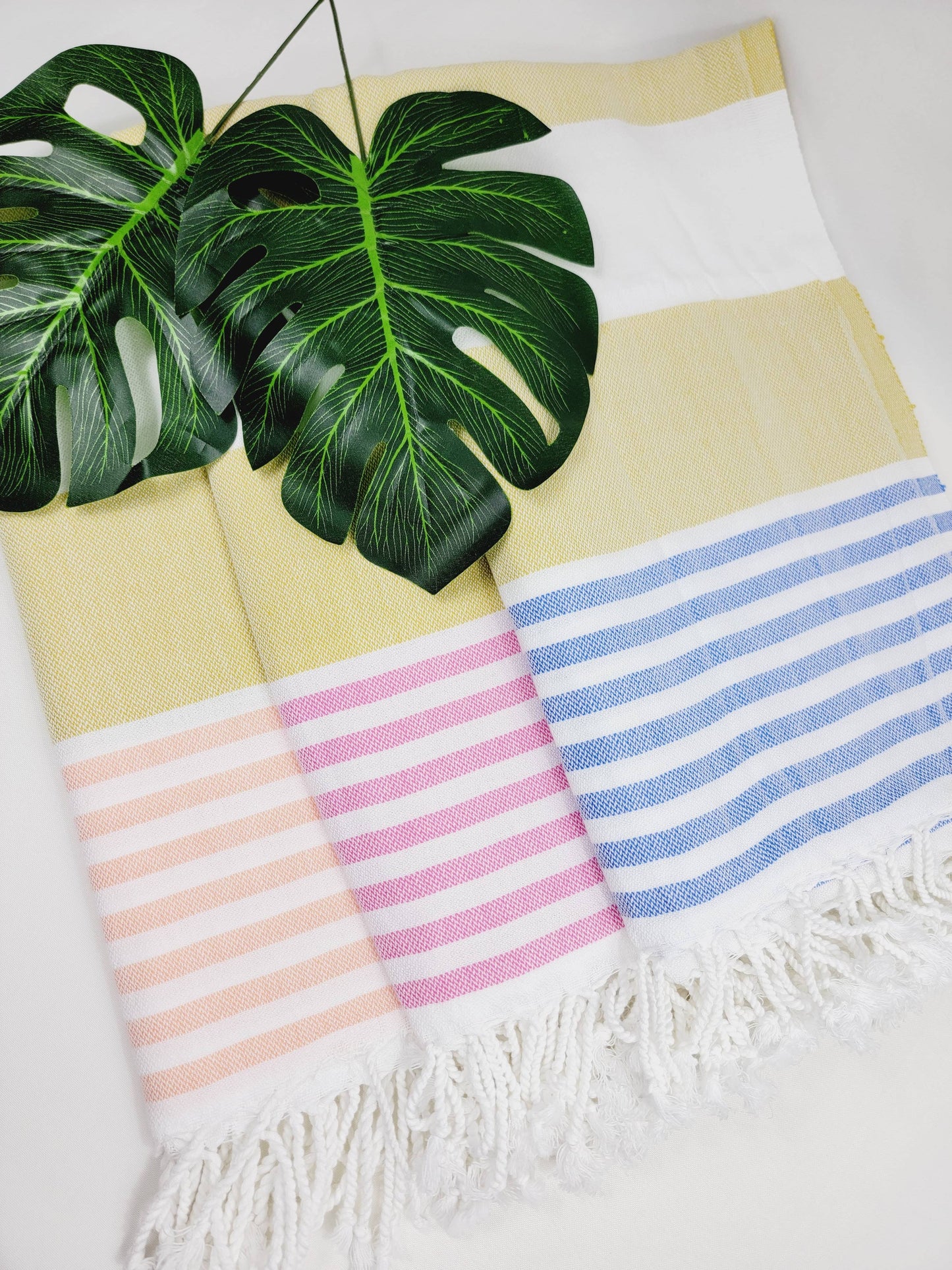 EBRU Home - 10 Beach Towel set, Assorted sand free Towel, Cabana Stripe