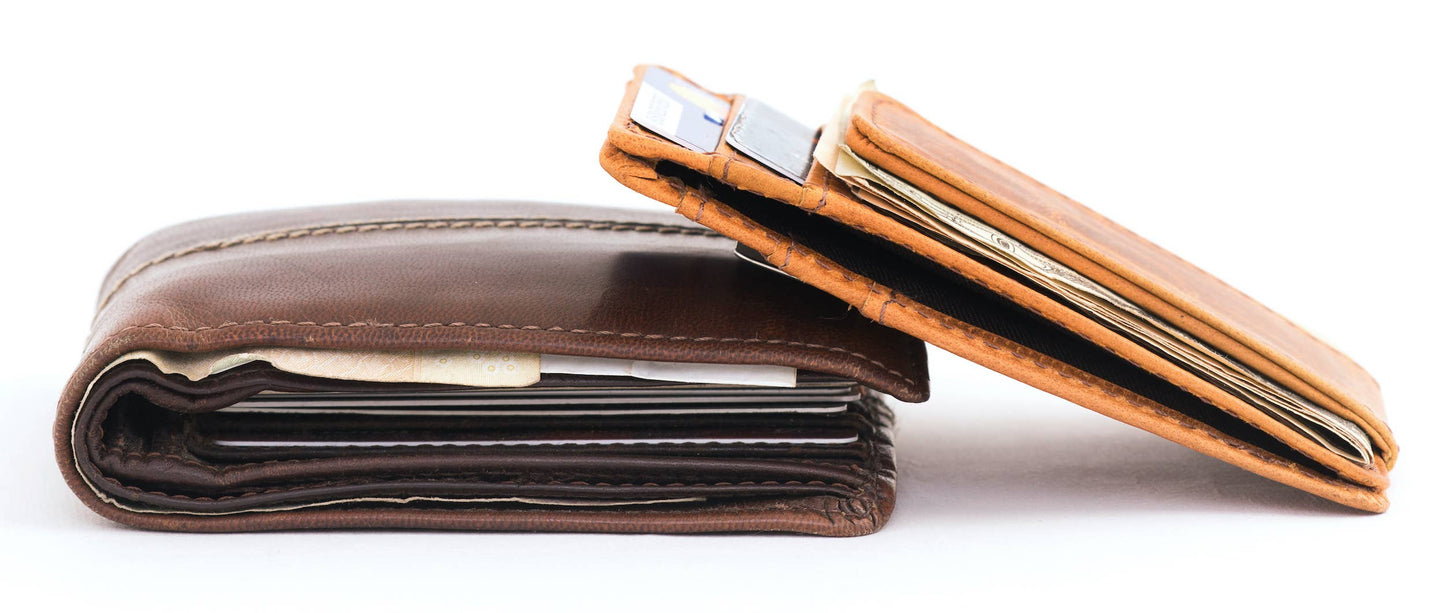 Leather Money Clip Wallet (Reddish Brown)