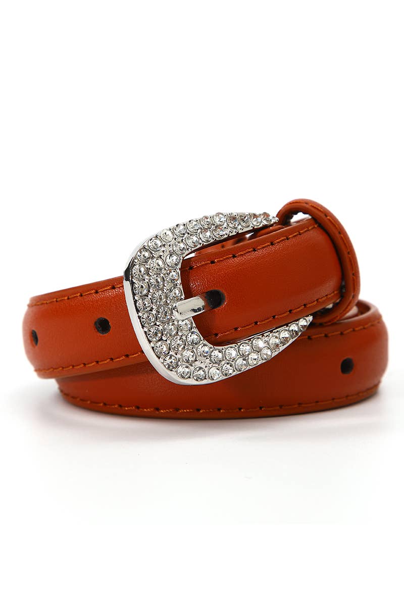 Leto Accessories - Rhinestone Skinny Western Glam Belt